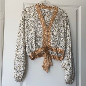 Topshop Floral Front Tie Blouse